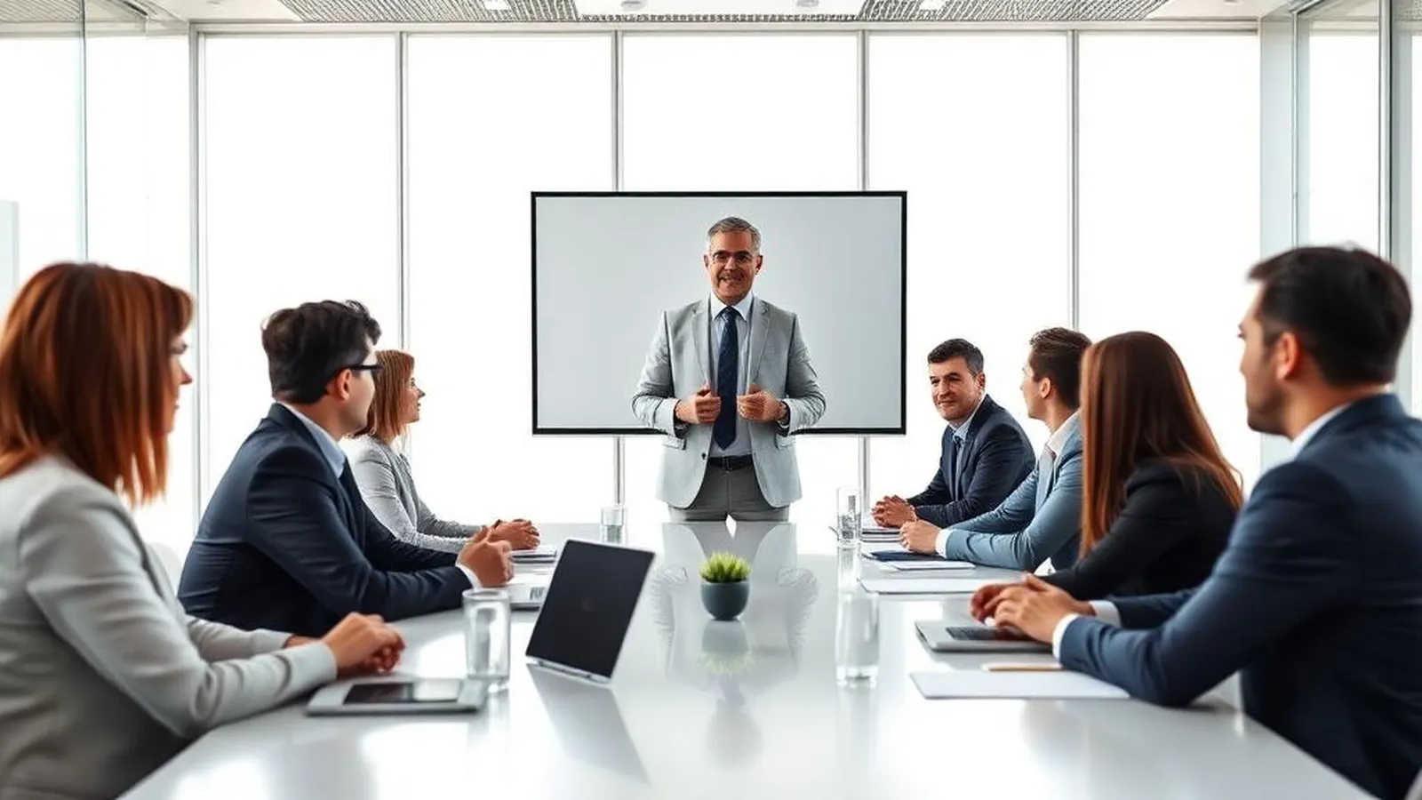Une manager de proximité anime un point d'équipe debout dans un atelier